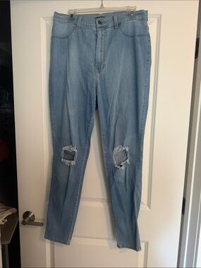 Fashion Nova Light Blue Ripped Skinny Jeans — Women’s